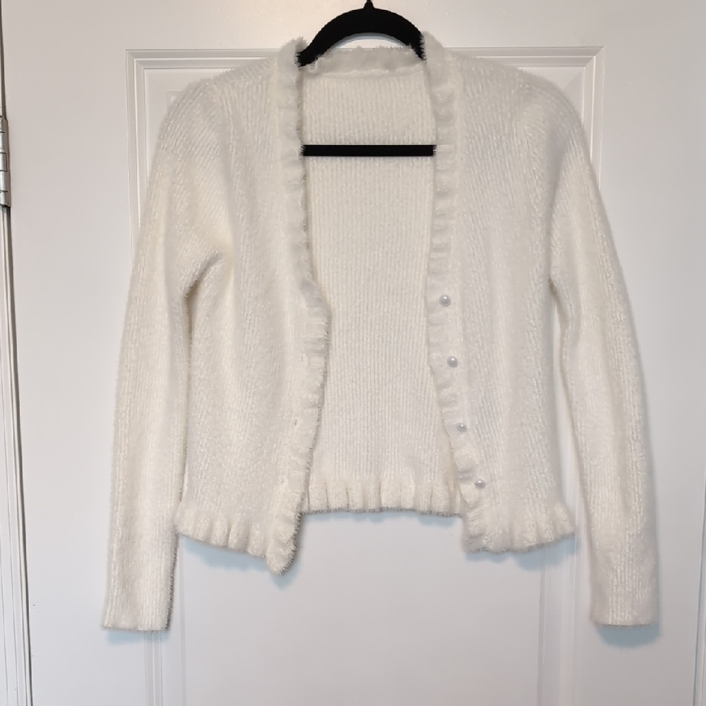 SHEIN Cream Button-Up Cardigan